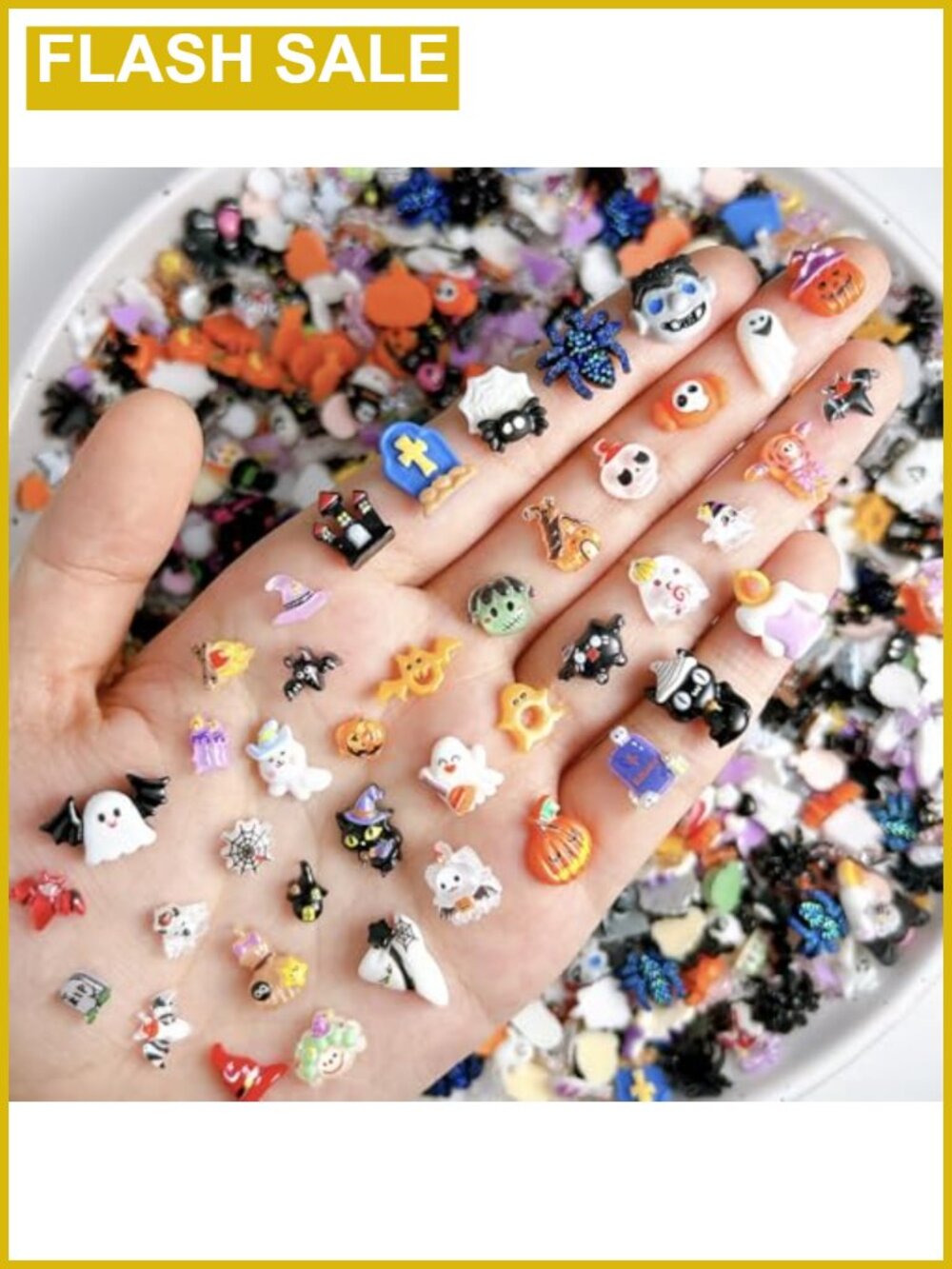 60Pc 3D Halloween Nail Charms Ghost Pumpkin Bat Spider Web Resin Nail Art